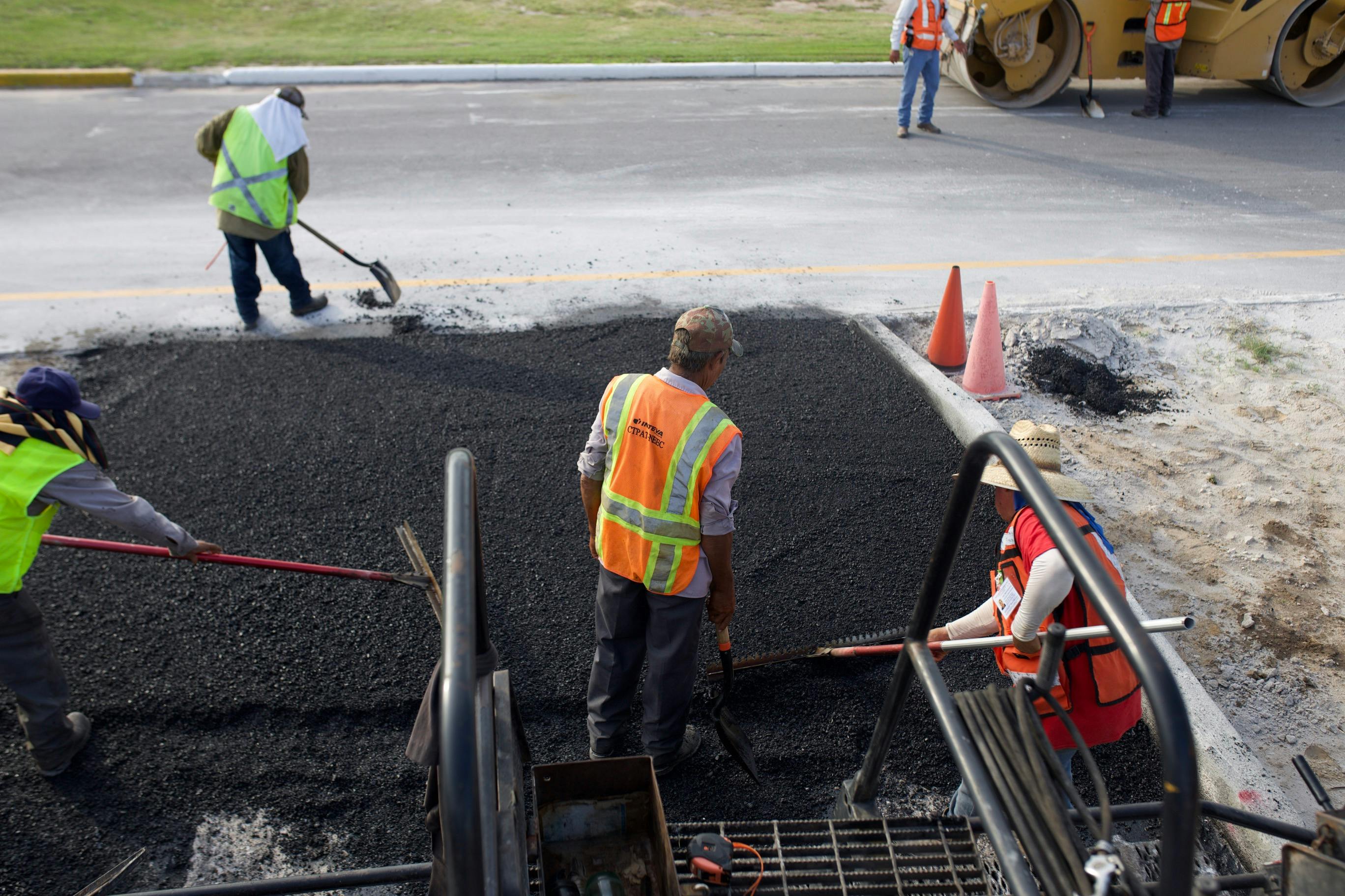 Road paving work in Newburgh